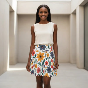 Floral Women’s Skater Skirt - Summer Fun Casual Wear - Dipaliz - Skirts - Xs