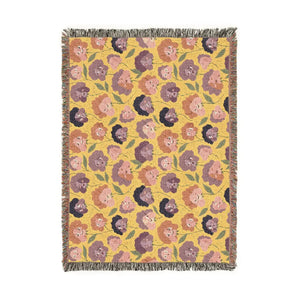 DipaliZ seventies floral woven throw for mid-century and retro rooms