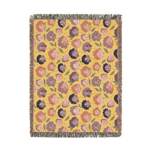 Floral Woven Blanket, Retro Rose Pattern Throw for Cozy Home Decor - Blankets