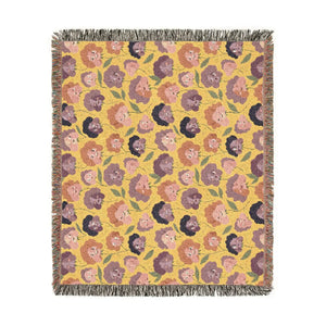 Floral Woven Blanket, Retro Rose Pattern Throw for Cozy Home Decor - Blankets