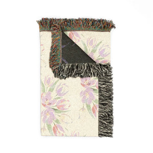 Floral Woven Throw Blanket – Pastel Bouquet Decorative Fringe - Home Decor