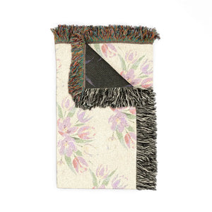 Floral Woven Throw Blanket – Pastel Bouquet Decorative Fringe - Home Decor
