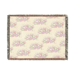 Floral Woven Throw Blanket – Pastel Bouquet Decorative Fringe - Home Decor