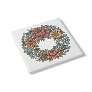 Floral Wreath Ceramic Coaster – Daisy Gift - Dipaliz - Coasters