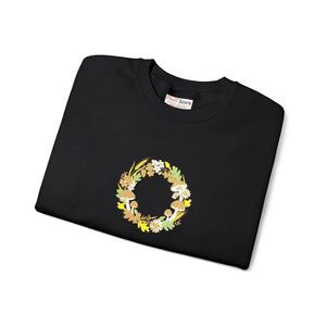 Floral Wreath Crewneck Sweatshirt, Mushroom Fall Accent - Sweatshirts
