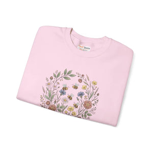 Floral Wreath Crewneck Sweatshirt, Vintage Botanical Flowers Design - Sweatshirts - m