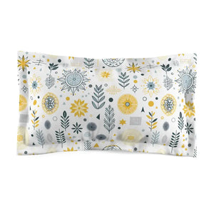 Microfiber Pillow Sham - Grey Floral Comfort Haven - Dipaliz - King - Pillowcases & Shams