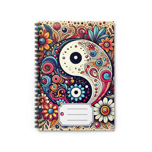 Paper Products - Floral Yin Yang Notebook - Balanced Creative Style - Dipaliz one Size