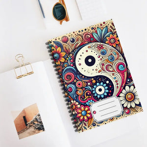 Paper Products - Floral Yin Yang Notebook - Balanced Creative Style - Dipaliz one Size