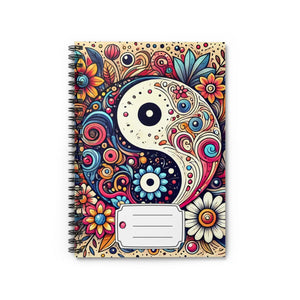 Floral Yin Yang Notebook - Chic Ruled Journal - Dipaliz - Notebooks & Notepads