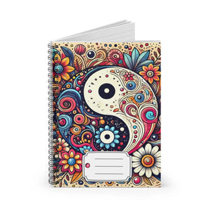 Floral Yin Yang Notebook - Chic Ruled Journal - Dipaliz - Notebooks & Notepads