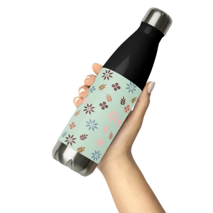 Stainless Steel Water Bottle Floral Green Design - Dipaliz - Bottles