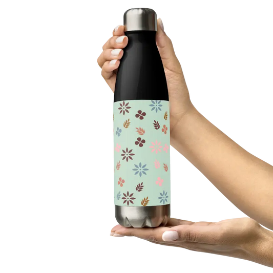 Floral Elegance Stainless Steel Water Bottle Deal - Black Bottles