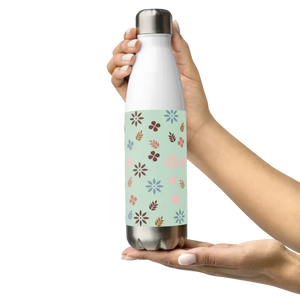 Stainless Steel Water Bottle Floral Green Design - Dipaliz - White - Bottles