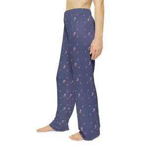 Pajamas - Women’s Pajama Pants - Purple Floral Pattern - Dipaliz