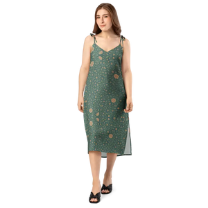 Emerald Green Midi Dress Built-in Bra Support - Dipaliz - Dresses