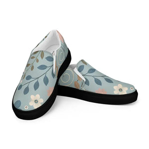 Floral Teal Women’s Slip-on Canvas Shoes - Chic Comfort - Dipaliz - Sneakers