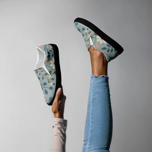 Floral Teal Women’s Slip-on Canvas Shoes - Chic Comfort - Dipaliz - Sneakers