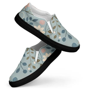 Floral Teal Women’s Slip-on Canvas Shoes - Chic Comfort - Dipaliz - Sneakers