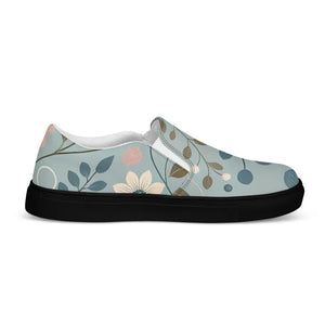 Floral Teal Women’s Slip-on Canvas Shoes - Chic Comfort - Dipaliz - Sneakers