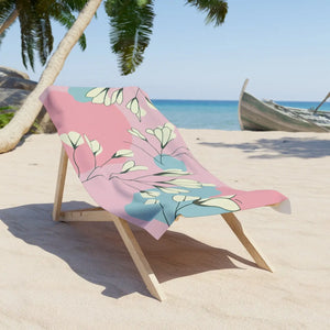 Floral Pink Pastel Beach Towel – Cotton Loop Backing - Dipaliz - Towels