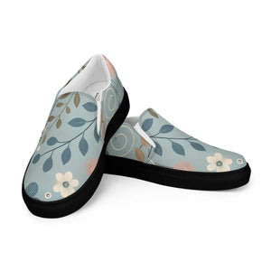 Floral Teal Women’s Slip-on Canvas - Chic Casual - Dipaliz - Sneakers
