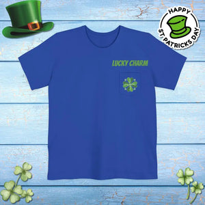Unisex Pocket Tee - Lucky Irish Charm Style - Dipaliz - True Royal / s - T-shirts