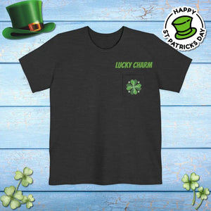 Unisex Pocket Tee - Lucky Irish Charm Style - Dipaliz - Dark Grey Heather / s - T-shirts