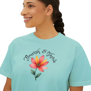 Floral Graphic Boxy Tee Vintage Pigment Dye Style - Dipaliz - T-shirts