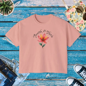 Floral Graphic Boxy Tee Vintage Pigment Dye Style - Dipaliz - Peachy / s - T-shirts