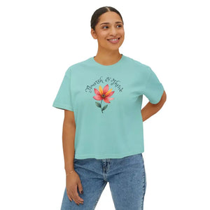 Floral Graphic Boxy Tee Vintage Pigment Dye Style - Dipaliz - T-shirts