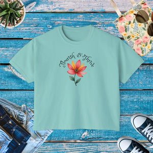 Floral Graphic Boxy Tee Vintage Pigment Dye Style - Dipaliz - Chalky Mint / s - T-shirts
