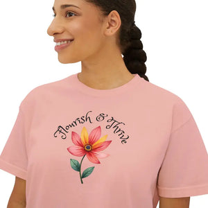 Floral Graphic Boxy Tee Vintage Pigment Dye Style - Dipaliz - T-shirts