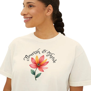Vintage Floral Graphic Boxy Tee - Pigment Dye Cotton - Dipaliz - T-shirts