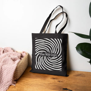 Abstract Canvas Tote Bag - Durable Cotton - Dipaliz - Black / 15’’ x 16’’ - Bags