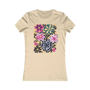 Flower Art Cotton Tee - Women’s Favorite Comfort Style - Dipaliz - l / Soft Cream - T-shirts