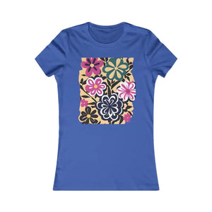 Flower Art Cotton Tee - Women’s Favorite Comfort Style - Dipaliz - m / True Royal - T-shirts