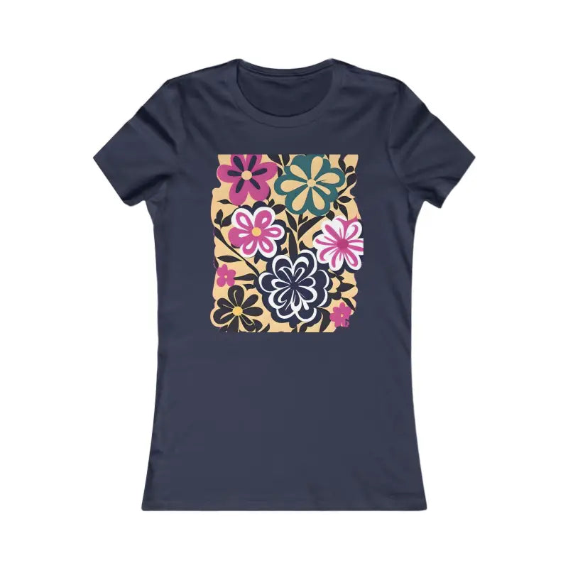 Chic Flower Art Tees - your New Comfy Cotton Favorite - s / Navy T-shirt