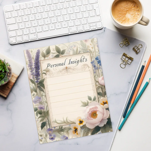 Floral Flower Border Notepad Personal Insights Space - Dipaliz - Notepads