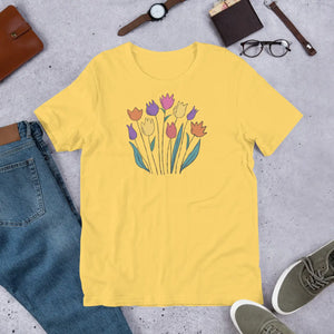 Unisex Flower Bunch Tee - Flattering for Every Body Type - Dipaliz - Yellow / s - T-shirts