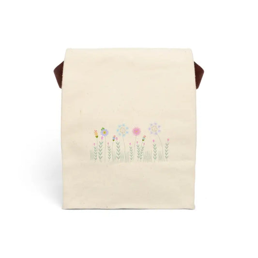 Flower Fields Canvas Lunch Bag: Stylish Midday Essential - 8’’ x 12.5’’ 5.5’’ / Natural Bags