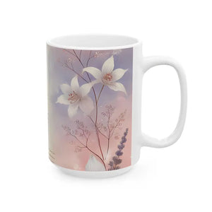 Charming Ceramic Mug - Durable White Floral Style - Dipaliz - Mugs