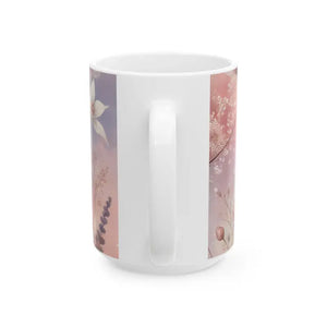 Charming Ceramic Mug - Durable White Floral Style - Dipaliz - Mugs