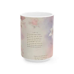 Charming Ceramic Mug - Durable White Floral Style - Dipaliz - 15oz - Mugs