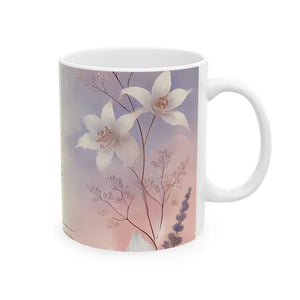 Charming Ceramic Mug - Durable White Floral Style - Dipaliz - 11oz - Mugs