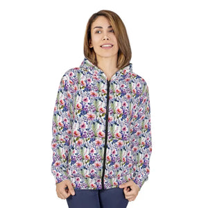 Outerwear - Unisex Zip Hoodie Flower Pattern Fleece Jacket Cozy Warmth Dipaliz