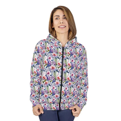 Flower Power Unisex Zip Hoodie: Fleece Jacket Extravaganza - All Over Prints