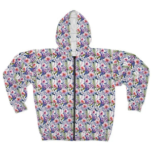 Outerwear - Unisex Zip Hoodie Flower Pattern Fleece Jacket Cozy Warmth Dipaliz Xs
