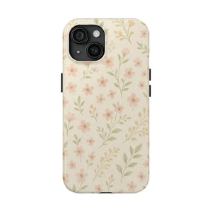 Flower Patterned Tough Phone Case - Soft Grip Blooming Design - Dipaliz - Iphone 15 - Mobile Cases