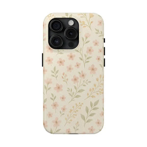 Flower Patterned Tough Phone Case - Soft Grip Blooming Design - Dipaliz - Iphone 15 Pro - Mobile Cases
